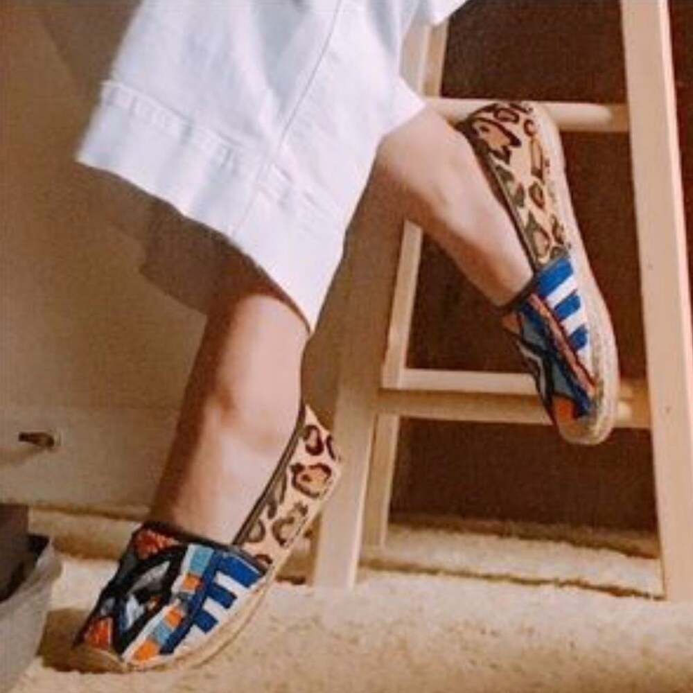 Sam Edelman Flats 7 Beaded Animal Print Espadrille Lida Slip On Casual
